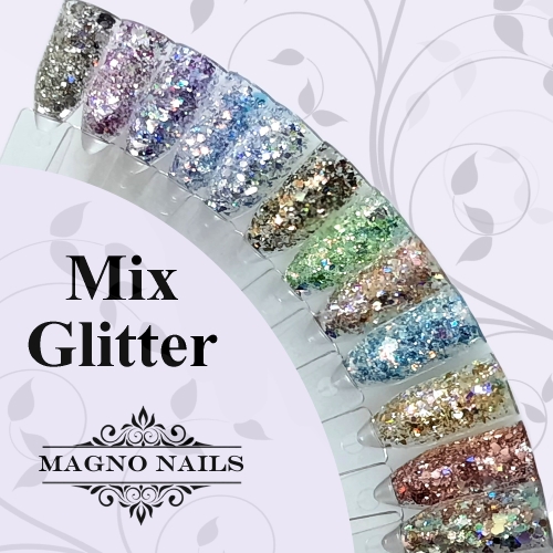 Preview: Farb Palette Mix Glitter - Mixglitzer - Chunky colorfull bunt weiß
